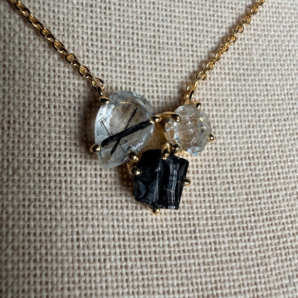 Terminated Quartz Sri Lanka, Raw Tourmaline & Herkimer Diamond Necklace - Picture 2 of 6